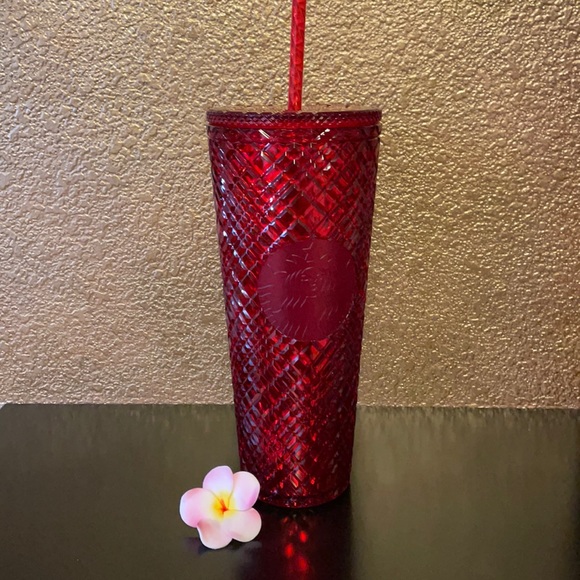 STARBUCKS CHRISTMAS LIMITED EDITION RED JEWELED DIAMOND TUMBLER